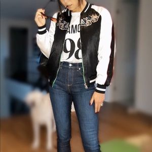 Topshop Reversible Embroidery Bomber Jacket